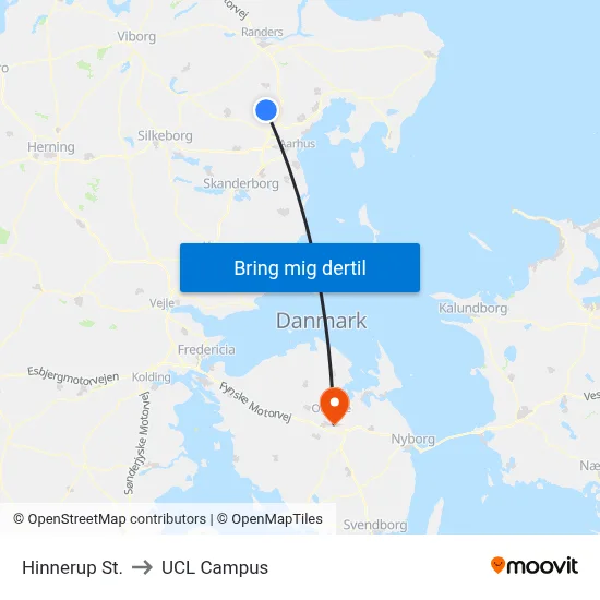 Hinnerup St. to UCL Campus map