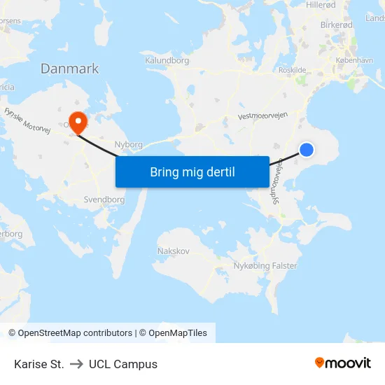 Karise St. to UCL Campus map