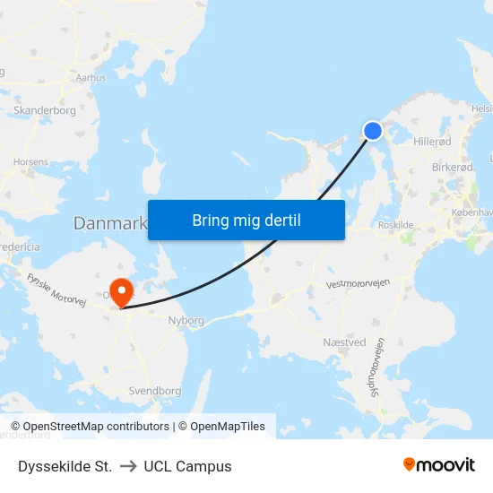 Dyssekilde St. to UCL Campus map