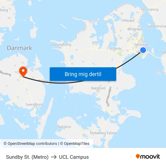 Sundby St. (Metro) to UCL Campus map