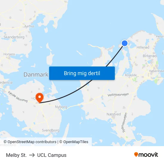 Melby St. to UCL Campus map