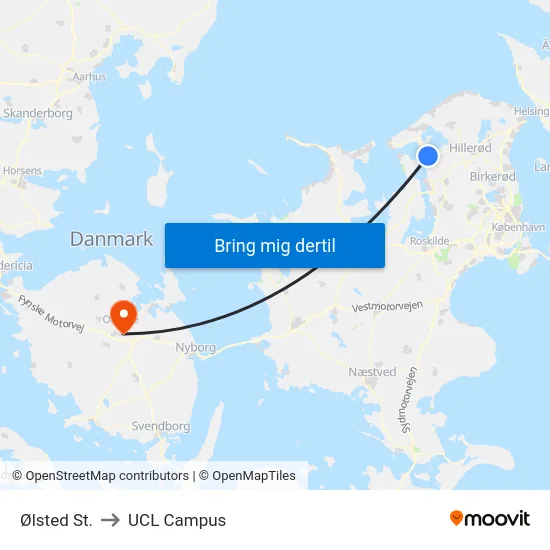 Ølsted St. to UCL Campus map