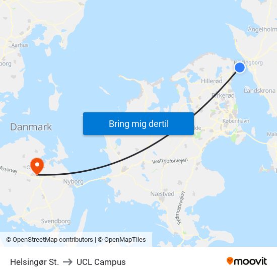 Helsingør St. to UCL Campus map