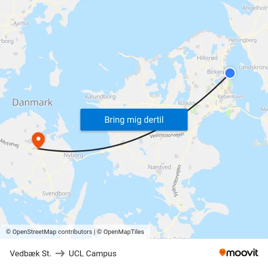 Vedbæk St. to UCL Campus map