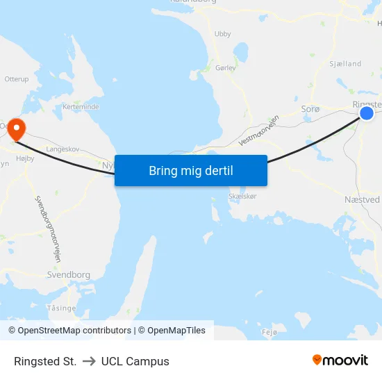 Ringsted St. to UCL Campus map