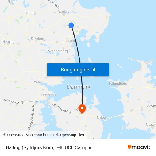 Halling (Syddjurs Kom) to UCL Campus map