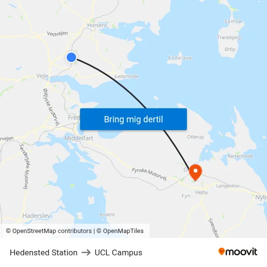 Hedensted Station to UCL Campus map