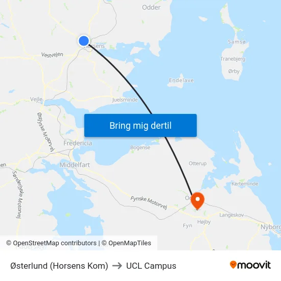 Østerlund (Horsens Kom) to UCL Campus map