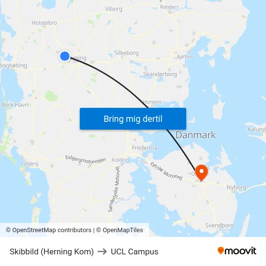 Skibbild (Herning Kom) to UCL Campus map