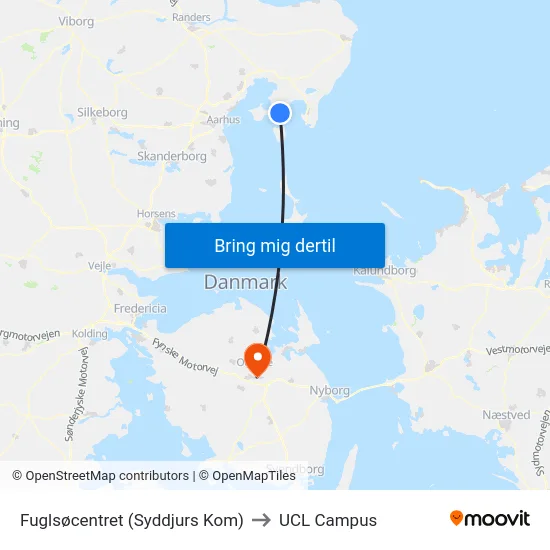 Fuglsøcentret (Syddjurs Kom) to UCL Campus map