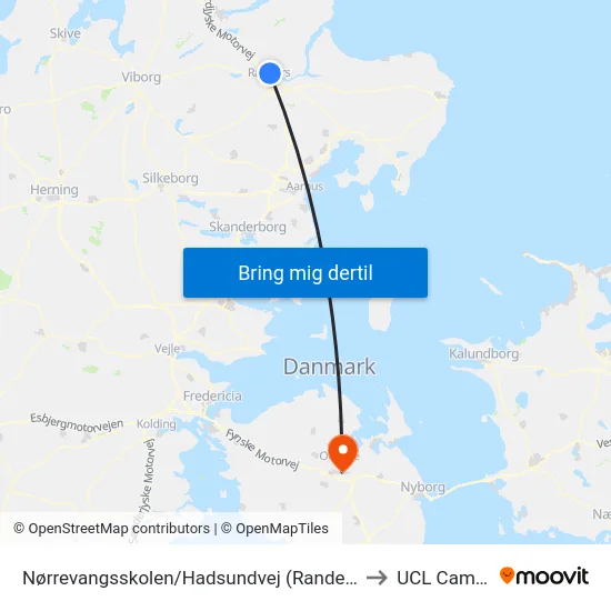 Nørrevangsskolen/Hadsundvej (Randers Kom) to UCL Campus map