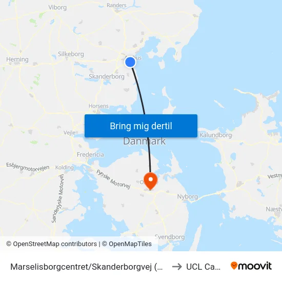Marselisborgcentret/Skanderborgvej (Aarhus Kom) to UCL Campus map