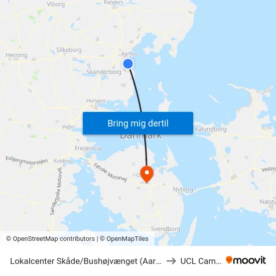 Lokalcenter Skåde/Bushøjvænget (Aarhus Kom) to UCL Campus map