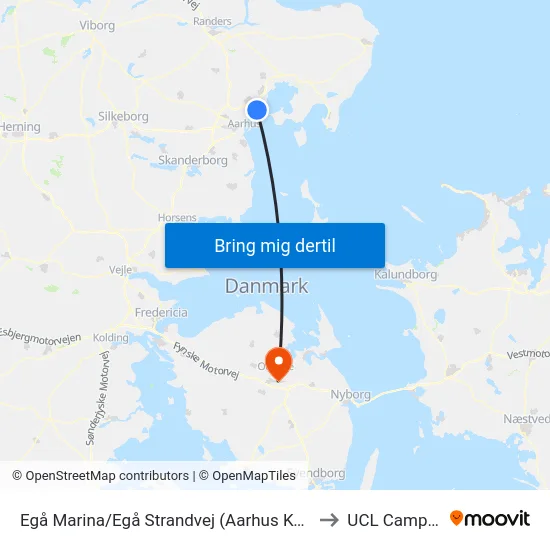 Egå Marina/Egå Strandvej (Aarhus Kom) to UCL Campus map