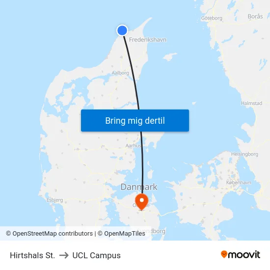 Hirtshals St. to UCL Campus map