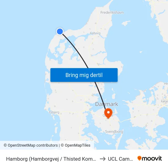 Hamborg (Hamborgvej / Thisted Kommune) to UCL Campus map