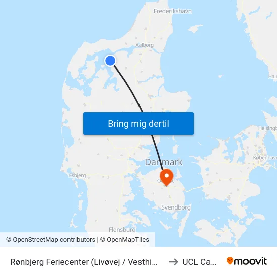 Rønbjerg Feriecenter (Livøvej / Vesthimm. Komm.) to UCL Campus map