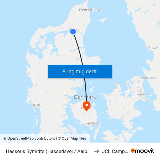 Hasseris Bymidte (Hasserisvej / Aalborg) to UCL Campus map