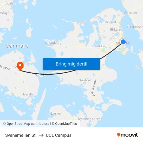 Svanemøllen St. to UCL Campus map
