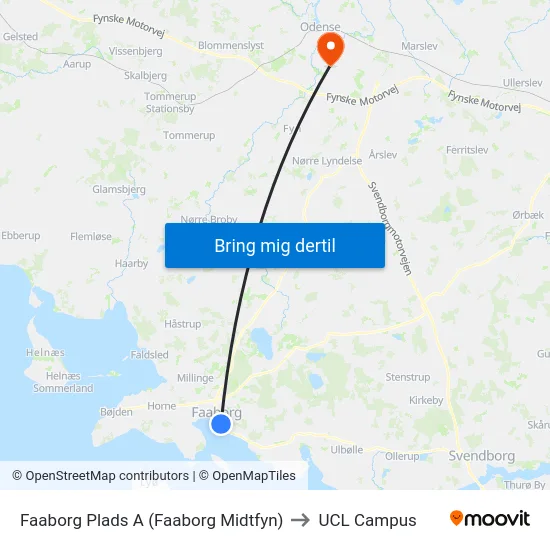 Faaborg Plads A (Faaborg Midtfyn) to UCL Campus map