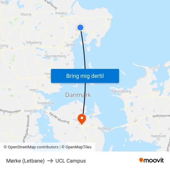 Mørke (Letbane) to UCL Campus map