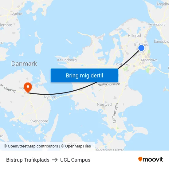Bistrup Trafikplads to UCL Campus map