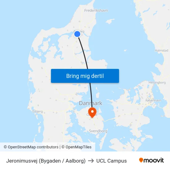 Jeronimusvej (Bygaden / Aalborg) to UCL Campus map