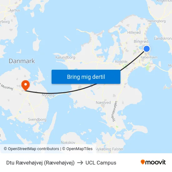 Dtu Rævehøjvej (Rævehøjvej) to UCL Campus map