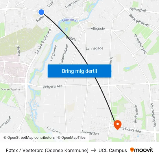 Føtex / Vesterbro (Odense Kommune) to UCL Campus map