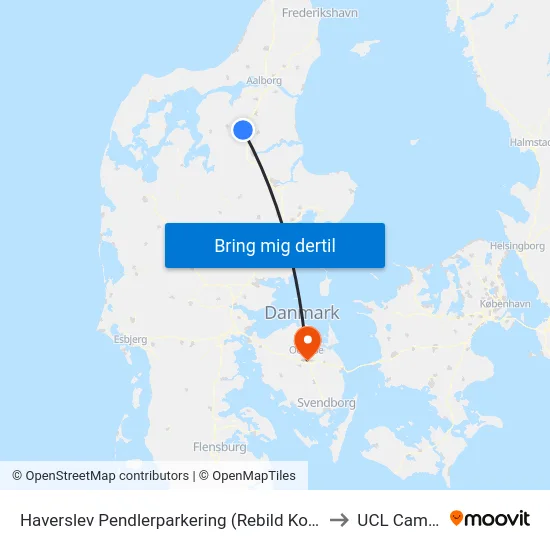 Haverslev Pendlerparkering (Rebild Kommune) to UCL Campus map