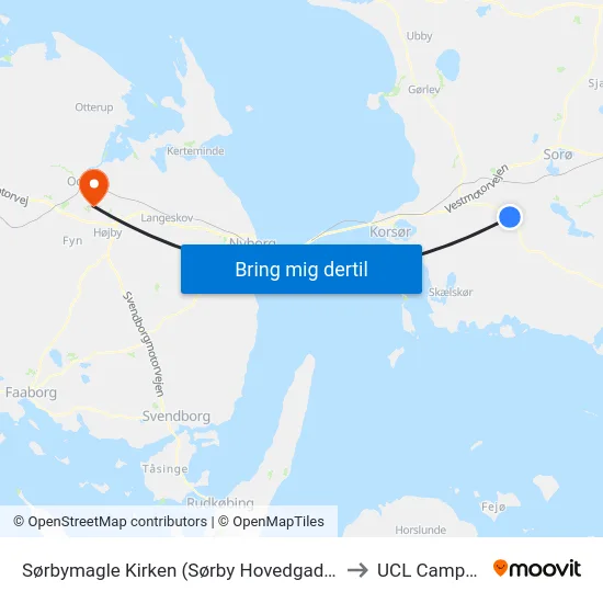 Sørbymagle Kirken (Sørby Hovedgade) to UCL Campus map