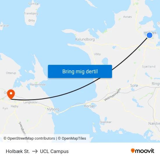 Holbæk St. to UCL Campus map