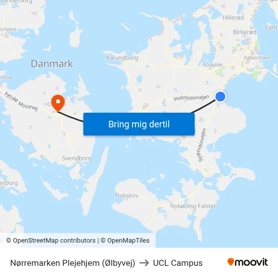 Nørremarken Plejehjem (Ølbyvej) to UCL Campus map
