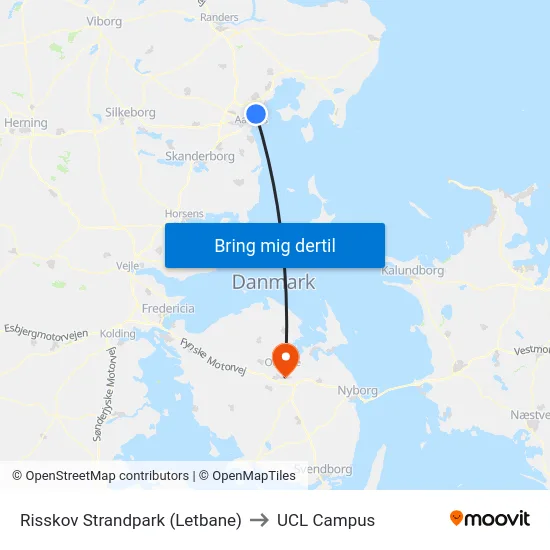 Risskov Strandpark (Letbane) to UCL Campus map