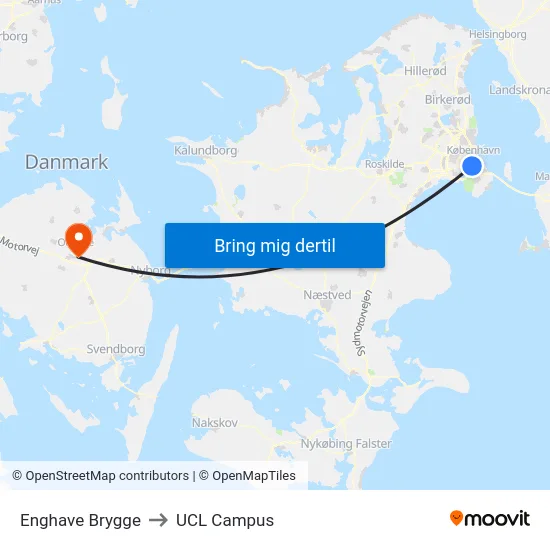 Enghave Brygge to UCL Campus map