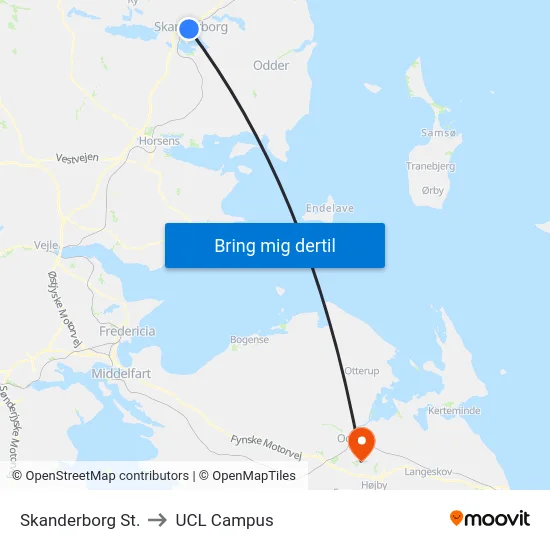 Skanderborg St. to UCL Campus map