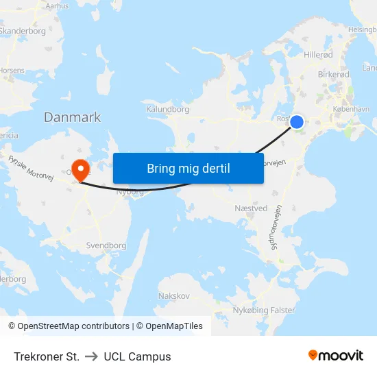 Trekroner St. to UCL Campus map
