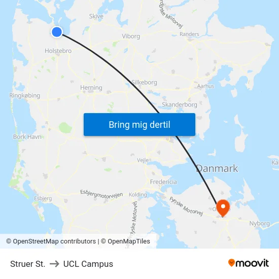 Struer St. to UCL Campus map