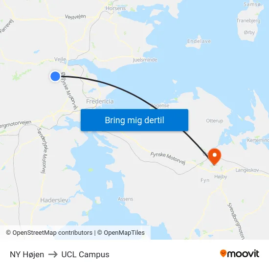 NY Højen to UCL Campus map