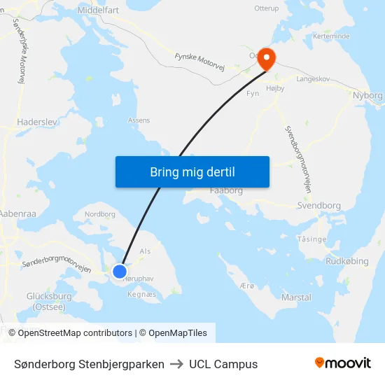 Sønderborg Stenbjergparken to UCL Campus map