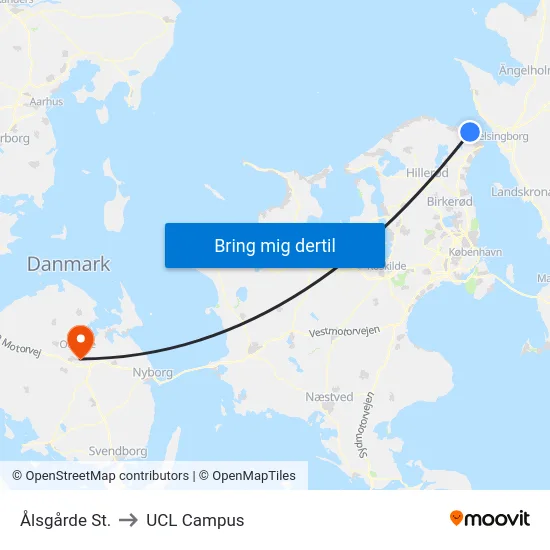 Ålsgårde St. to UCL Campus map