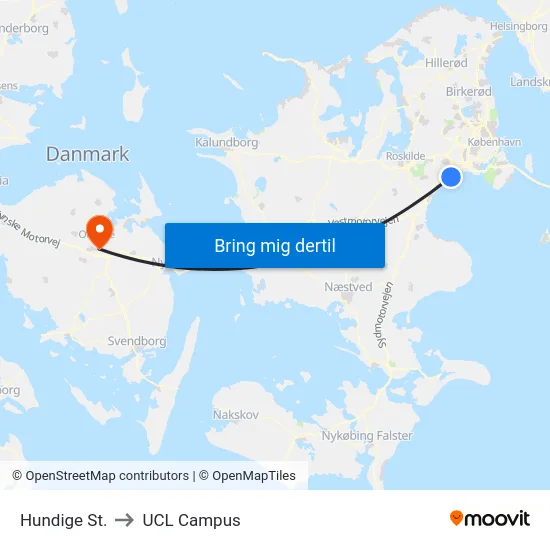 Hundige St. to UCL Campus map