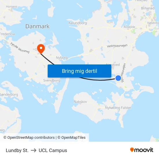 Lundby St. to UCL Campus map