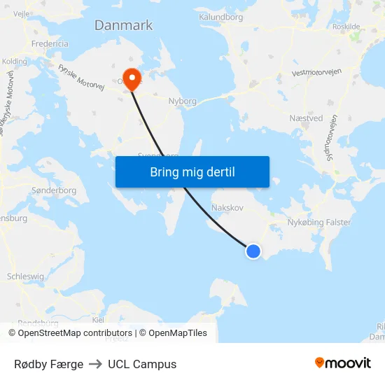 Rødby Færge to UCL Campus map