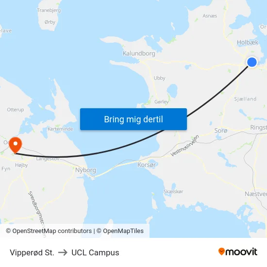 Vipperød St. to UCL Campus map