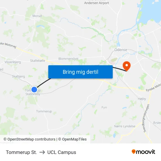 Tommerup St. to UCL Campus map