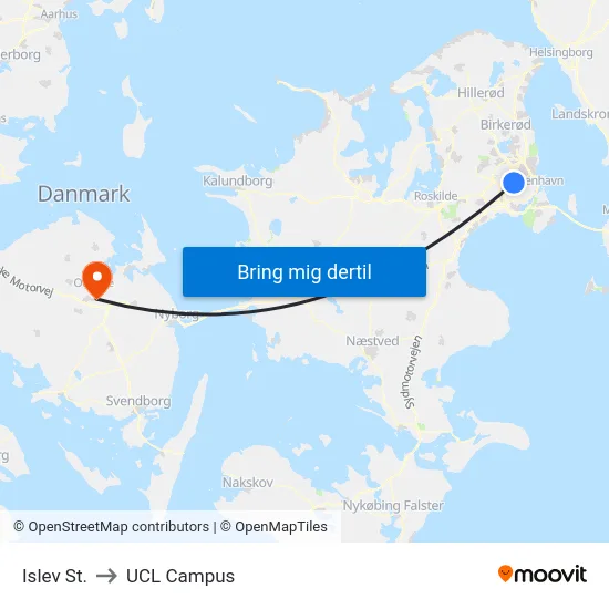 Islev St. to UCL Campus map