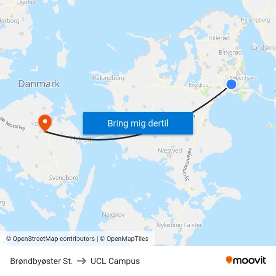 Brøndbyøster St. to UCL Campus map