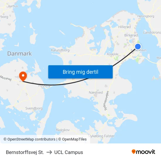 Bernstorffsvej St. to UCL Campus map