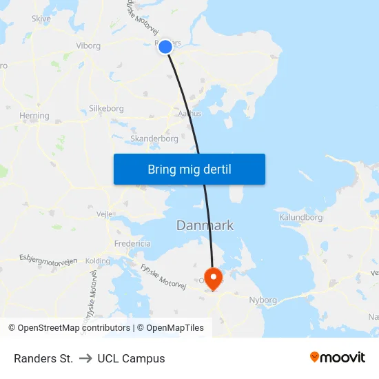 Randers St. to UCL Campus map